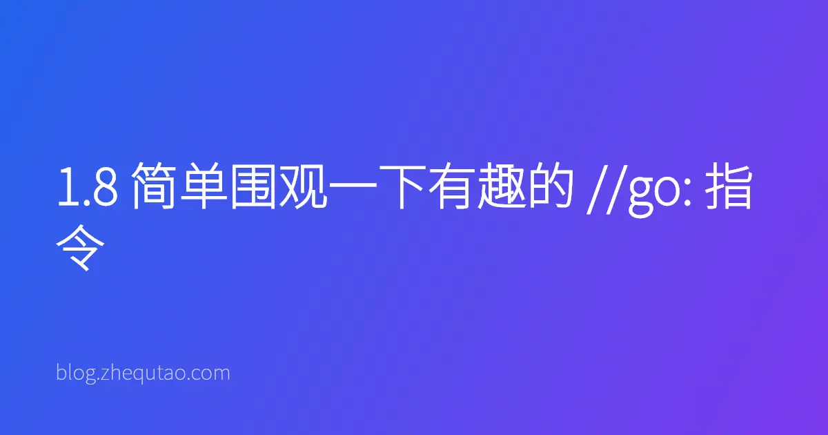1.8 简单围观一下有趣的 //go: 指令