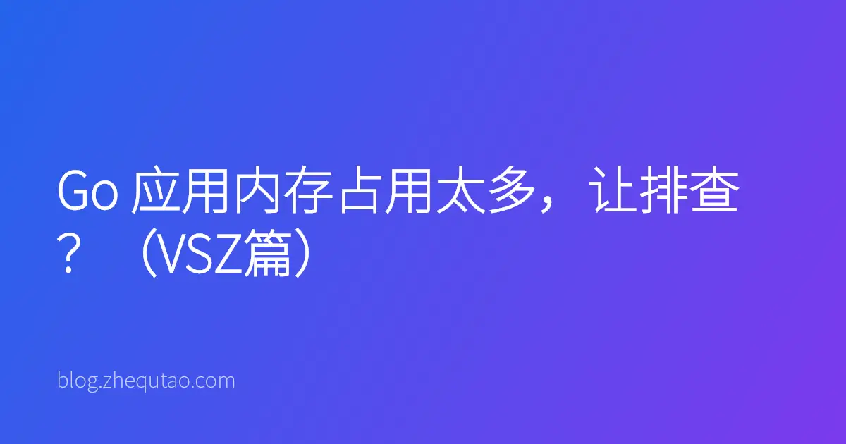 Go 应用内存占用太多，让排查？（VSZ篇）