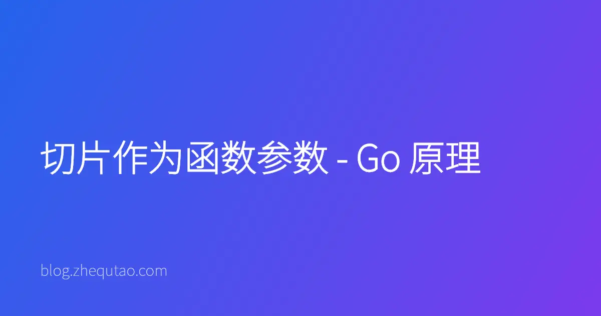 切片作为函数参数 - Go 原理