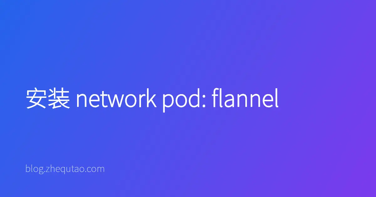 安装 network pod: flannel